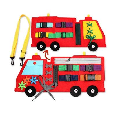 China New First Eco-friendly Material Education Felt Book Fire Truck Children's Game Learn Busy Board Children's Board Toys for sale