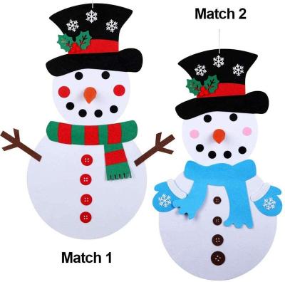 China Christamas Home Decoration DIY Christmas Snowman Felt Christmas Door Decoration DIY Felt Set Wall Hanging Toys For Kids for sale