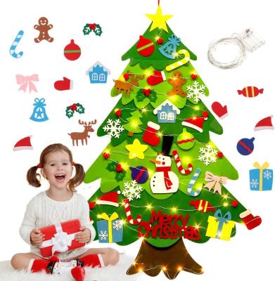 China Fashionable Wholesale Christamas Home Decoration Big Kids Customized DIY Felt Christmas Ornaments Tree Decoration DIY Felt Christmas Tree for sale