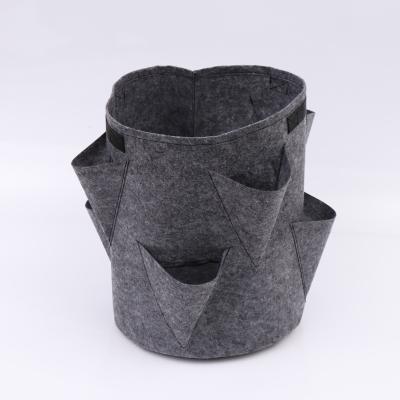 China High Quality Breathable Plant Fiber Fabric Felt Felt Plant Grow Bag With Handles For Strawberry for sale