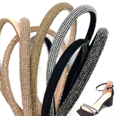 China S577 Flatback Cotton Core Rope Rhinestone For Decoration Crystal Strip Rhinestone Sandal Rope For Garment Shoes 1cm for sale