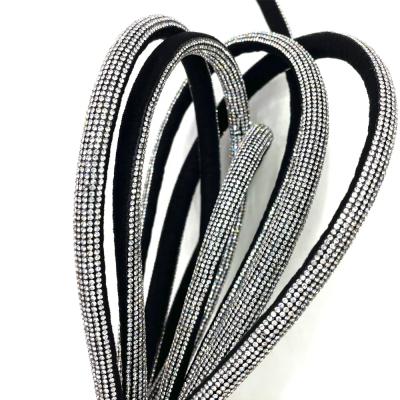 China S577 1cm Flatback Semiround Rhinestone Rope For Shoe Cord Crystal Strip Rope Custom Sandals Crystal Decoration for sale