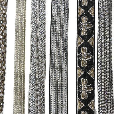 China S608 New Flatback Sandal Rhinestone Rope Fashion Diamond Strips Crystals Rope For Shoes Decoration for sale