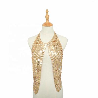 China C039 Gold Breathable Sexy Halter Women's Tank Top Bra Body Chain Necklace Backless For Party for sale