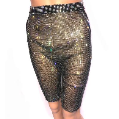 China C072 New Arrival Breathable Women's Sexy Rhinestone Net Pants Diamond Rhinestone Mesh Pants Club Party Pants for sale