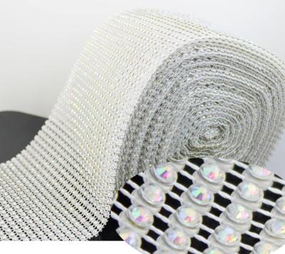 China Flatback 24rows arrangement ab transparent crystal color plastic rhinestone trim for apparel for sale