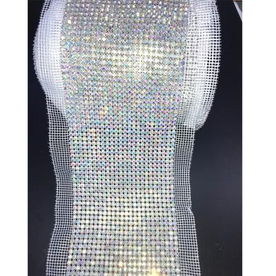 China Flatback S450 24 Rows Crystal Rhinestone Mesh Roll Rhinestone Rhinestone Setting For Women Garment Accessories for sale