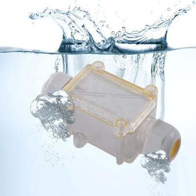 China Outdoor Hardware Clear IP68 Waterproof 2 Way Junction Box Junction Box External Electrical Cable Underground Line Cables Power Cord Connector for sale