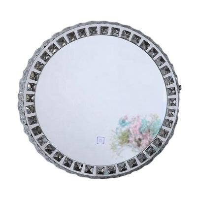 China New Design Crystal Wall LED Modern Diamond Design Mirror Bedroom Cosmetic Vanity Mirror With Lights for sale