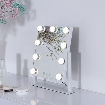 China Modern White Hollywood Makeup Mirror And Lighted Vanity Makeup Table Top With A Touch Head Smart Mirror Lights for sale