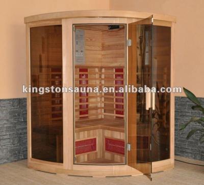 China Computer control panel corner infrared sauna/red cedar wood sauna FIS-3G for sale