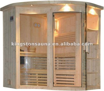 China Computer Control Panel Arc Shaped Corner Traditional Sauna Room / Sauna Cabin AC-2018 for sale