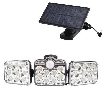 China Garden New Three Head Led Solar Wall Lamp Split Human Body Solar Outdoor Induction Lamp Waterproof Courtyard Lamp for sale