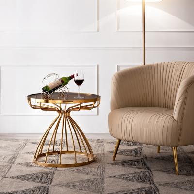 China New Design Gold Metal Stainless Steel Sofa Side Table Living Room (Others) Modern Luxury Furniture Corner Adjustable Table Round End Marble Table for sale