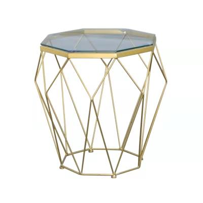 China Metal Stainless Steel Table Living Room Furniture Glass Side Gold Table (The Other) Living Room Nordic Style Simple Modern Glass Adjustable Table End for sale