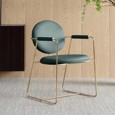 China Modern Minimalist Line Extended Stainless Steel Frame Backrest Chair Green Stainless Steel Furniture Bedroom Living Room Leisure Chairs for sale