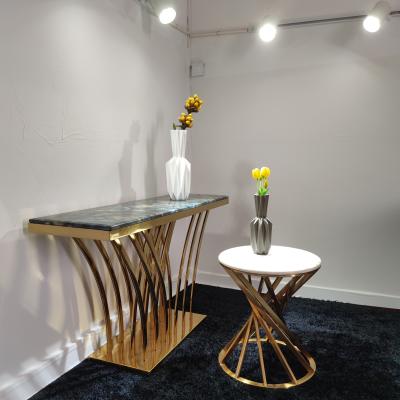 China Small Furniture Sofa End Tables Foshan Factory Wholesale Round Table (Size) 2022 Side Table Gold Adjustable Hot Marble Top View Stainless Steel for sale