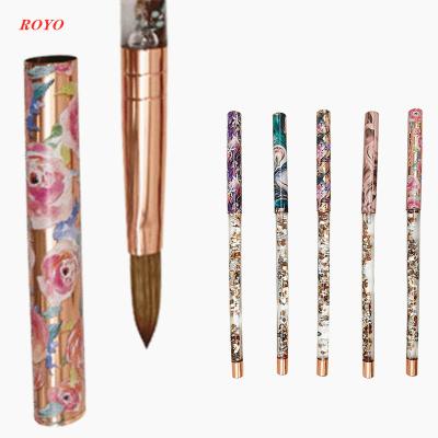 China Professional OEM Glitter Nail Set Nail Brush Kolinksy Handle Liquid Acrylic Nail Brush MOQ 500pcs One Custom Style for sale