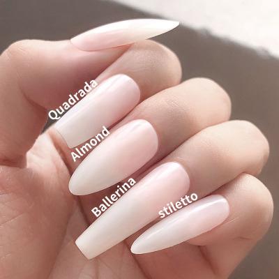 China Easy Apply Wholesale Clear Full Coverage Natural Salon False Nails Tapered Ballerina Long Press On Coffin Nail Tips for sale