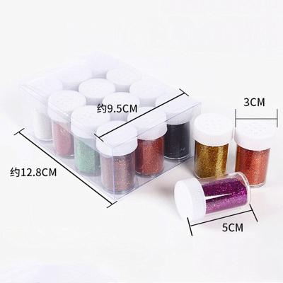 China 100% Brand New and High Quality 12 Colors Nail Art Dust Glitter Powder in Box for UV Acrylic Gel Tips Nail Art Salon Tool Set DIY Decoration for sale