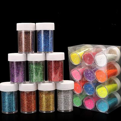 China Easy Apply False Nail Art Salon Tool Set Art Glitter Acrylic UV Gel Tips Decoration Glitter Dust Powder Hotop Nail Paillette 24Pots for sale