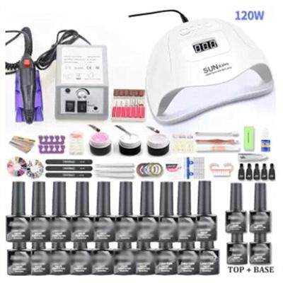 China Nail Art Set Professional Nail Art Set 114w UV Led Lamp For Manicure Gel Nail Polish Set Kits for sale