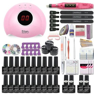 China Nail Art Set Brush Glitter Clipper Primer File Glitter Manicure Decoration UV Led UV Light Dryer Lamp For Manicure Gel Nail Polish Set Kits for sale