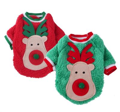 China 2022 Viable New Pet Christmas Clothes Coral Fleece Dog Christmas Clothes Teddy Dog Clothes Biped for sale