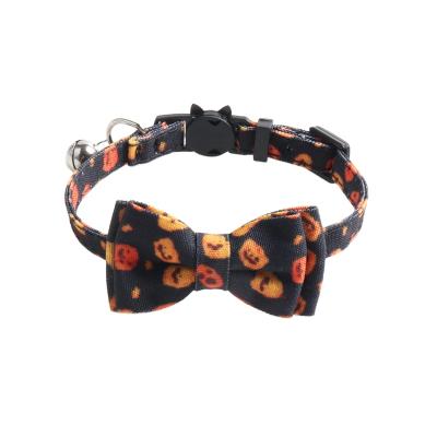 China New Personalized Pet Collar Halloween Series Pumpkin Ghost Cat Dog Collar Bow Bell Collar for sale