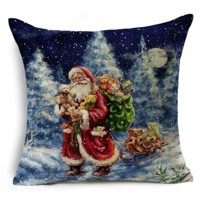 China Viable Christmas Peach Skin Cushion Covers Massaging Christmas Snow Scene Cushion Pillow For Home Decor for sale