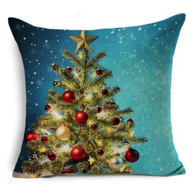 China Sustainable Christmas Decorations Tile Covers Winter Holiday Cotton Throw Christmas Pillow Case Linen Cover 45*45 for sale