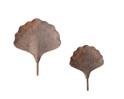 China Contemporary Antique Luxury Metal Wall Imitation Copper Artist Wall Decoration Leaf Wall Home Decor for sale