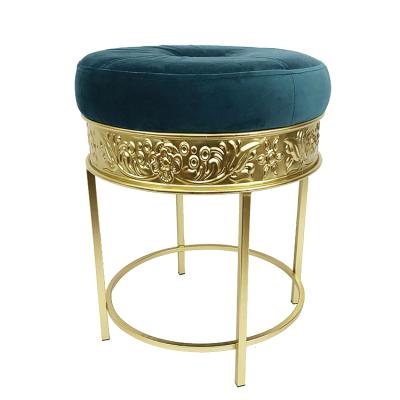 China Modern Luxury Elegant Nordic Sofa Gold Stainless Steel Legs Foot Stools Storage Around Small Velvet Ottoman Stool for sale