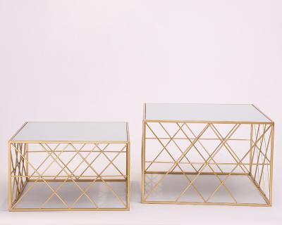 China Durable Modern Luxury Gold Nordic Coffee Table Mirror Wrought Iron Frame Metal Table Side Table Living Room Tops for sale