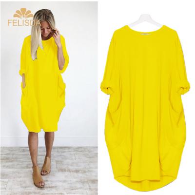 China Hot New 2022 AliExpress Anti-Static Summer Dresses Women Clothes Large Casual Long Sleeve Plus Size Dress for sale