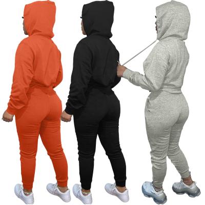 China YINIEN 2022 Wholesale QUICK DRY Collar Kangaroo Pocket Hooded Tracksuit Set Beautiful Set For Women for sale