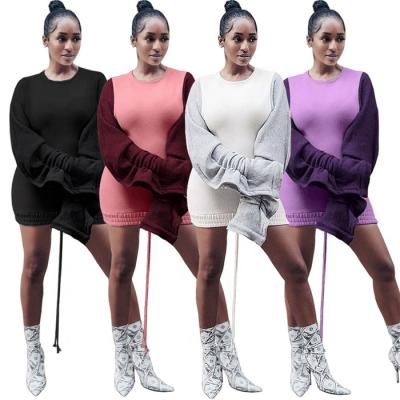 China Fall 2022 women breathable clothes ruffles long sleeve casual wear ladies hoodie sweat dress for sale