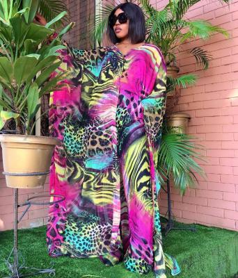 China 2022 New Fashion Polyester African Two Piece Dress Long Pants Set Suits For Women Plus Size Chiffon Print Abaya+Pants 2 Piece Sets for sale