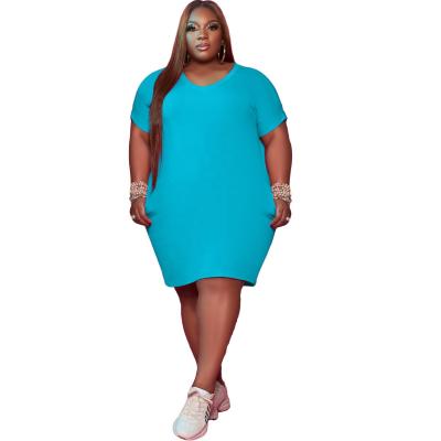 China YINIEN Price Solid Color Anti-static Cheap Loose Plus Size Mini Casual Dress For Lady for sale