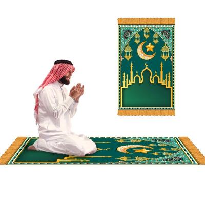 China Stain Resistant Shinny Diamond Velvet Prayer Mat Muslim Islamic Prayer Rug Cover for sale