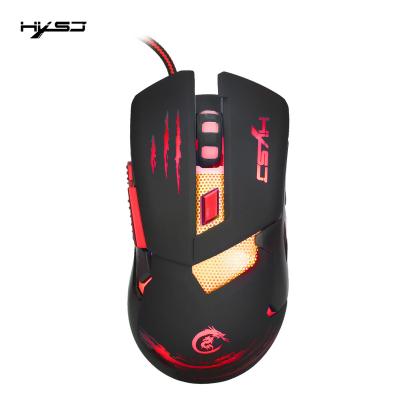 China 3D HXSJ H400 LED Backlight Gaming Mouse 6 Metal Base Wired Buttons LED Programming Competitive Gaming Mice For Computer for sale