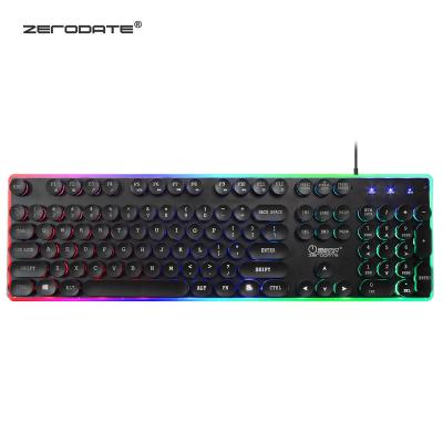 China Plug And Play 104 Keys Vintage Steampunk Keycap Metal Backlit Wired Panel Mechanical Gaming Keyboard For Computer for sale