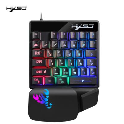 China Palm New RGB Luminous One-handed HXSJ Rest Gaming Cable Keyboard With Hand Rest Throne Mobile Gaming Peripheral Accessories for sale