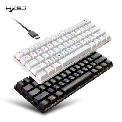 China HXSJ New Three-Mode 61-Key Axis Green Plug-and-play Mechanical Keyboard Wireless Support BT Backlight Built in 2200mAh Battery Game Office for sale