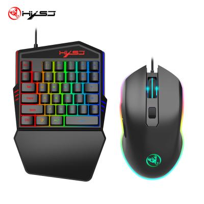 China For Wholesale Mobile Game Gaming LED Wired Single Hand Keyboard Mouse Set 6400DPI RGB Gaming Mouse For Professional Game Players for sale