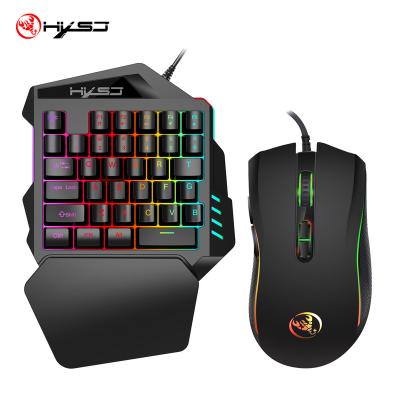 China For Home Office HXSJ New One-Handed 35-Key Keyboard and Wired Mouse Set Mobile Gaming Throne 3200DPI Adjustable Peripheral for sale