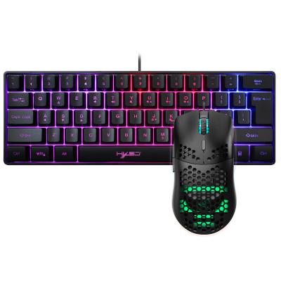 China For New Ministry of Interior HXSJ New Luminous Key Hole Keyboard 61 RGB Mini Keyboard and Mouse Set Desk Cable Cooling Set Suitable for spot wholesa for sale