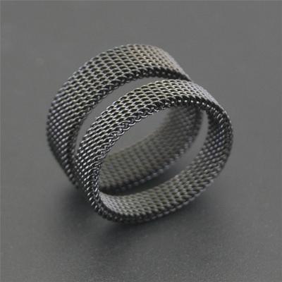 China CLASSIC Vintage Net Rings for Female Women, 2022 New Style Jewelry Black Plated Men, Fashion Stainless Steel Engagement Ring for sale