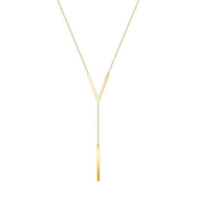 China Ethnic Simple V Shape Letter Pendant Gold Plated Stainless Steel Chain Necklaces For Women for sale