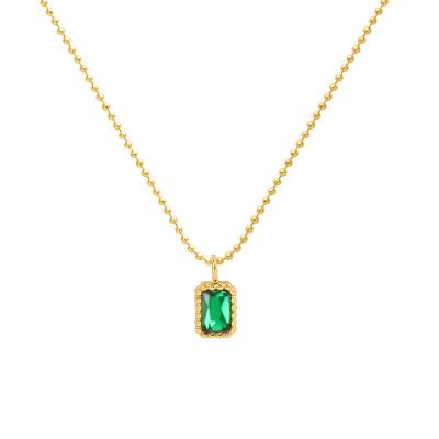 China Crystal Pendant Stainless Steel Women's Green Necklace Valentine Casual/Sporty Luxury Designs for sale